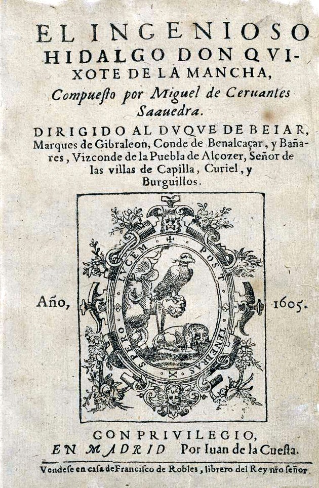 Capa da primeira edição de Dom Quixote de La Mancha